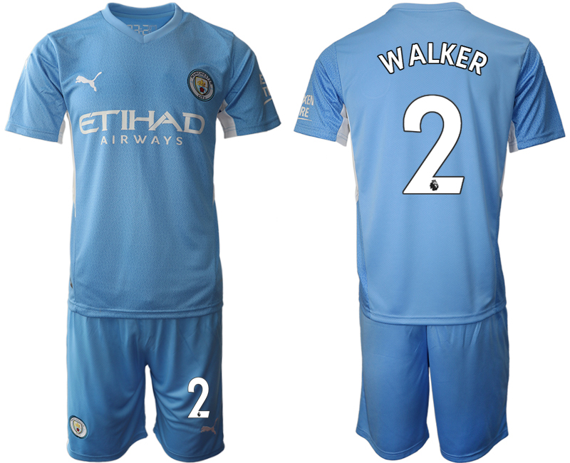 Men 2021-2022 Club Manchester City home Light blue #2 Soccer Jersey->manchester city jersey->Soccer Club Jersey
